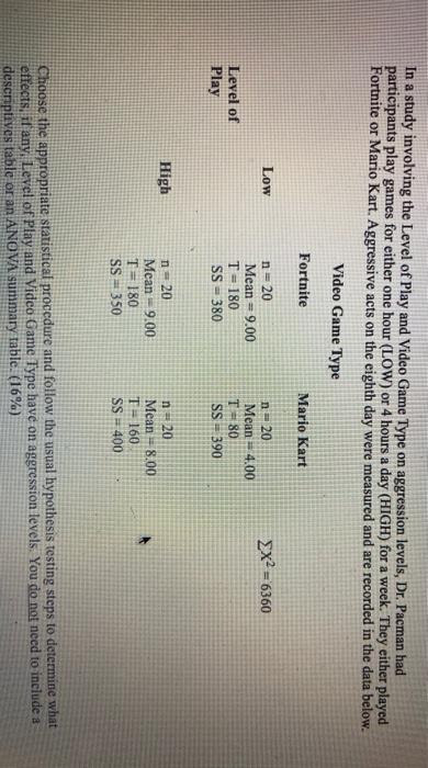 In a study involving the Level of Play and Video