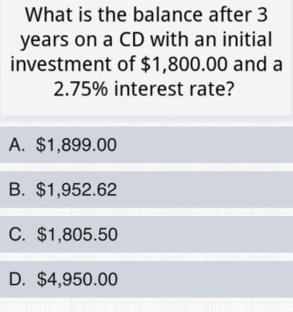 What is the balance after 3 years on a CD with an