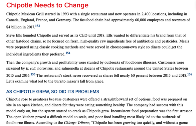 Please read the case Chipotle needs to change on