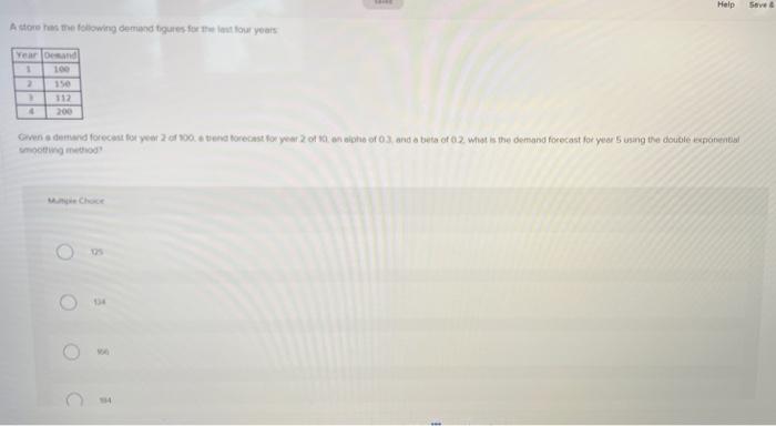 Help Save & A store has the following demand