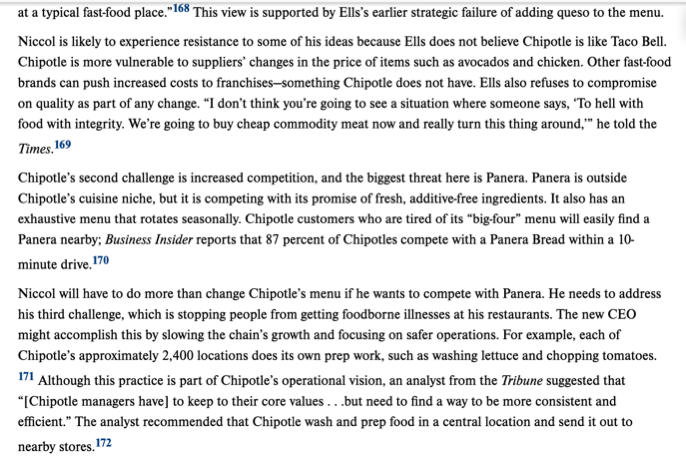 Please read the case Chipotle needs to change on
