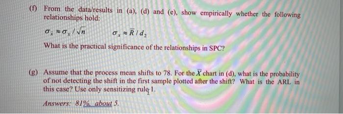 Question (f) and (g) 4. The data set refers to