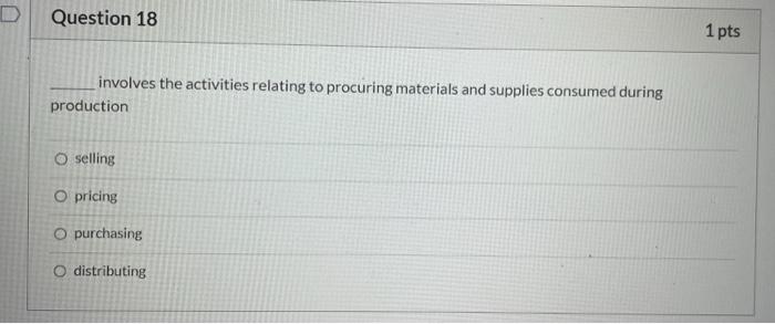 involves the activities relating to procuring