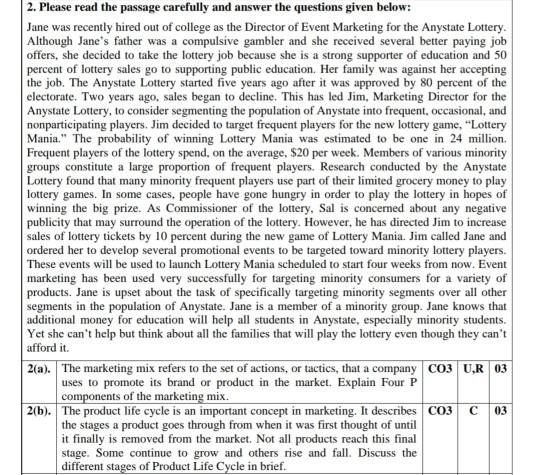 2. Please read the passage carefully and answer