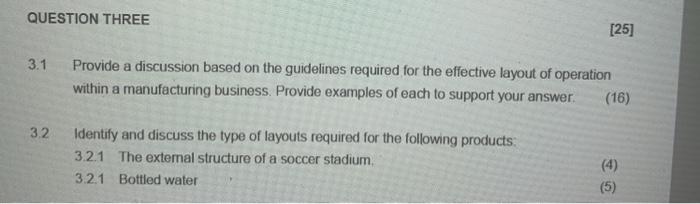 QUESTION THREE [25] 3.1 Provide a discussion