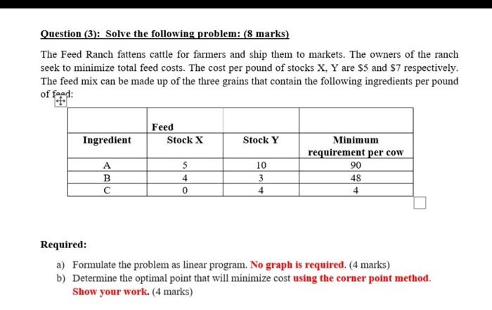 Question (3): Solve the following problem: (8