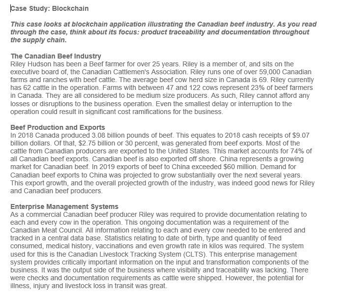 Case Study: Blockchain This case looks at
