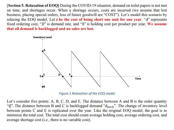 [Section 5. Relaxation of EOQ| During the
