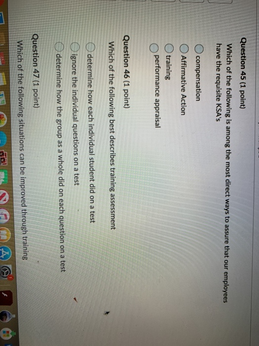 Question 45 (1 point) Which of the following is