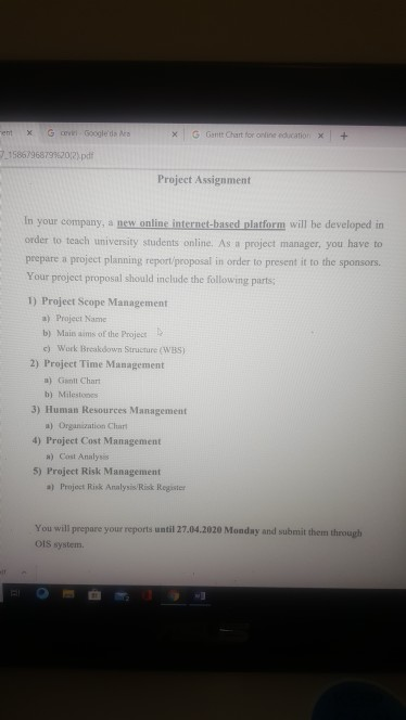 i dont have any idea plesea help.me :) X G Gantt