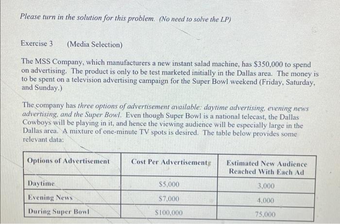 Please turn in the solution for this problem. (No