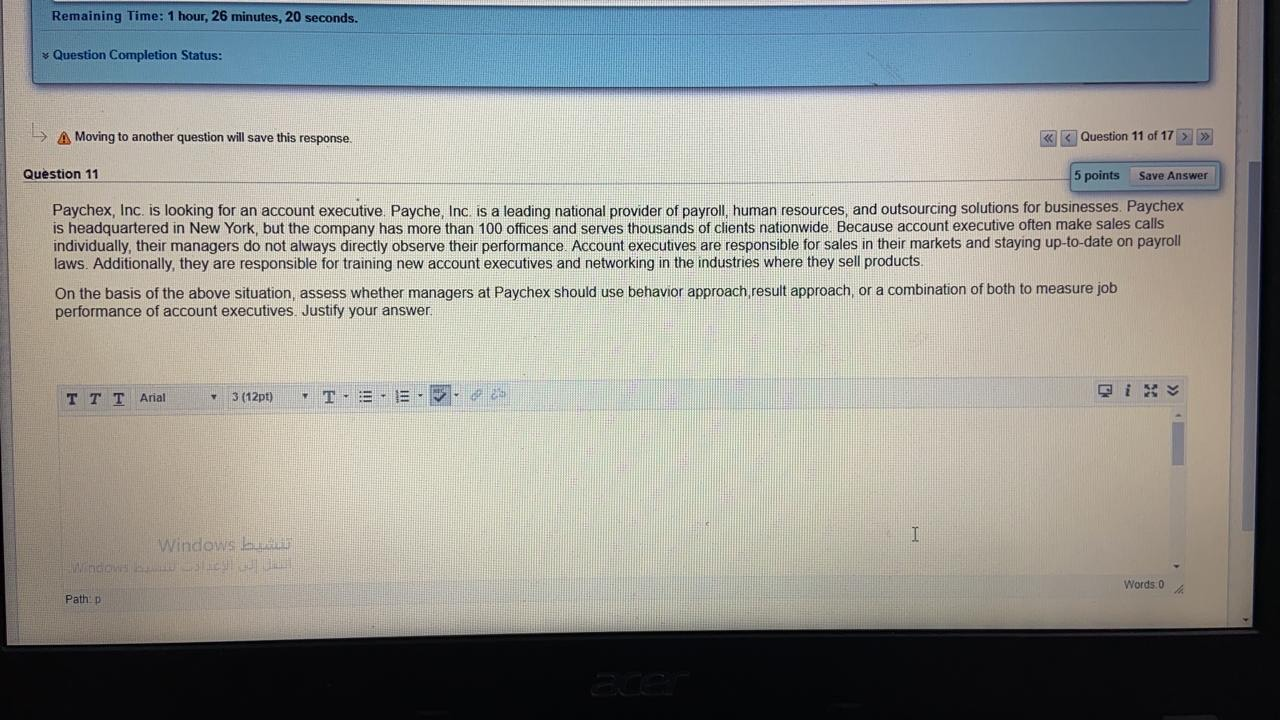 Remaining Time: 1 hour, 26 minutes, 20 seconds.