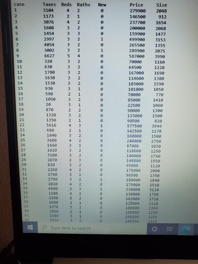 1. Use the dataset "HP.txt" to set up a multiple