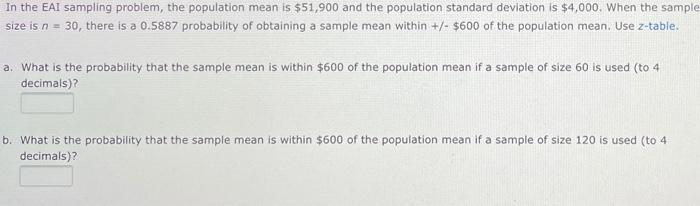 Please anwser all parts In the EAI sampling