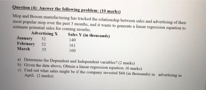 Question (4): Answer the following problem: (10