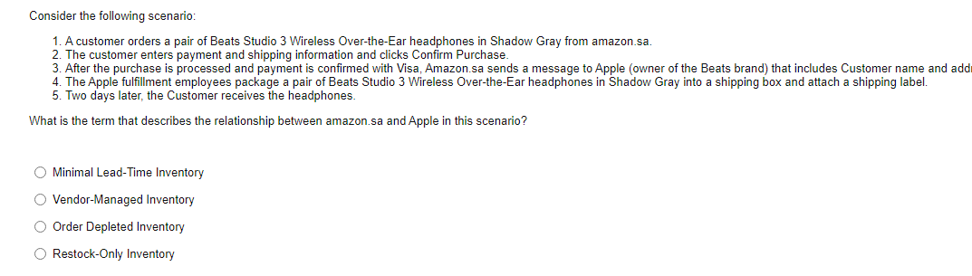 Consider the following scenario: 1. A customer