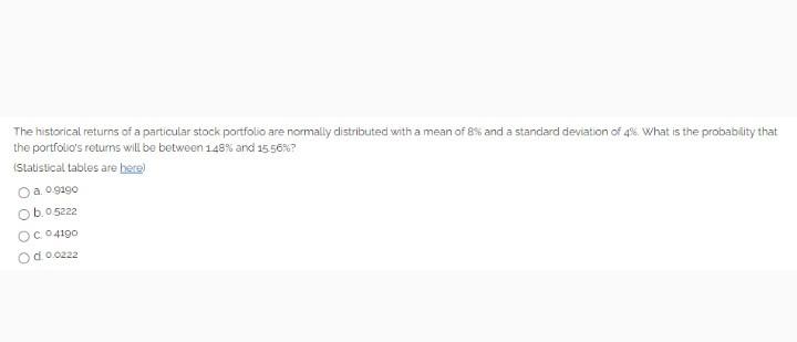 The probability that a standard normal variable,