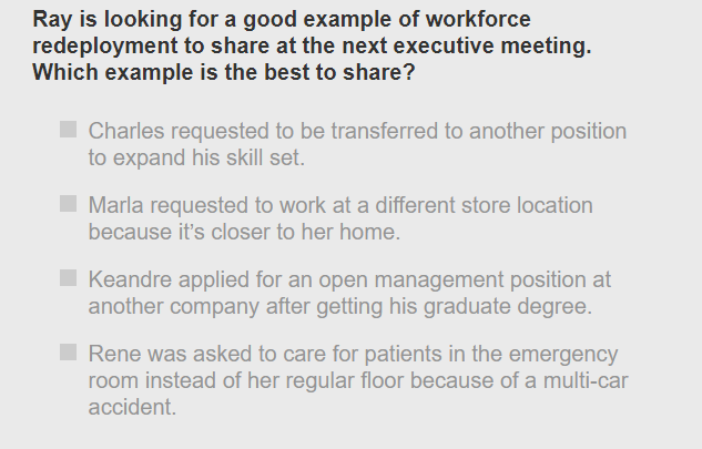 Ray is looking for a good example of workforce