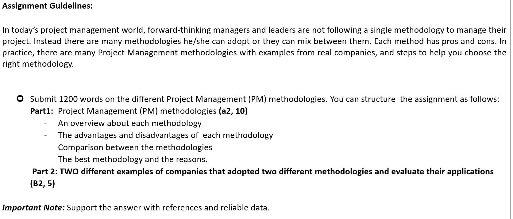 Assignment Guidelines: In today's project