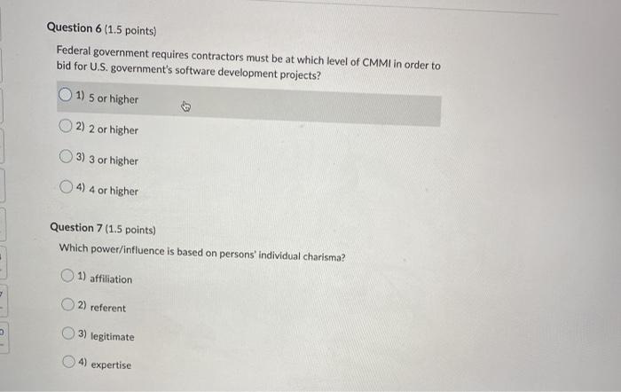 5 Ho Question 4 (1.5 points) The major reason(s)