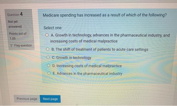 Question 1 True or False? Enrollment in Medicare