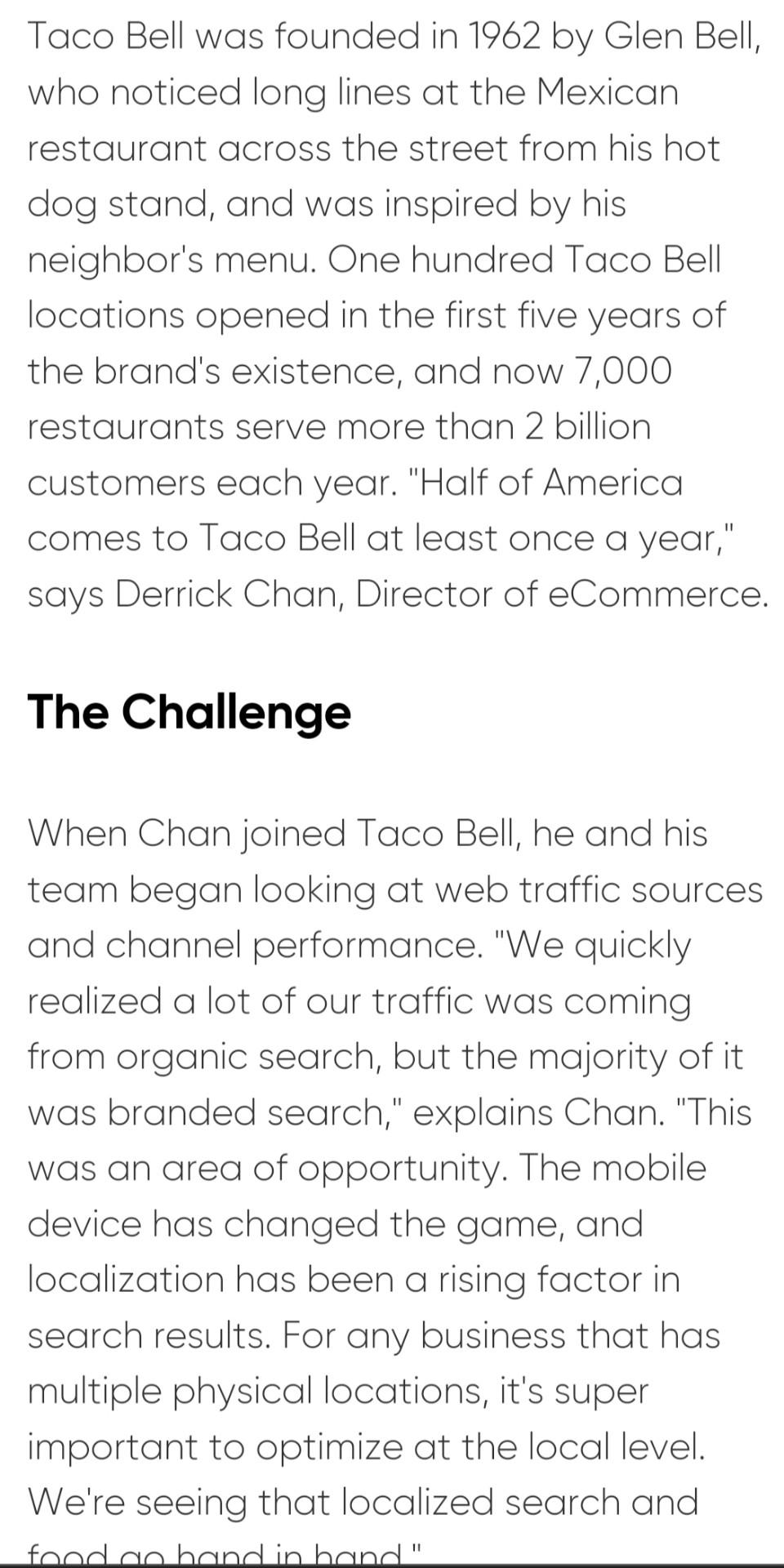 READ THE CASE STUDY (Taco bell)BELOW AND CONDUT A