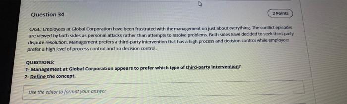 3 answwwerr Question 34 2 Points CASE: Employees