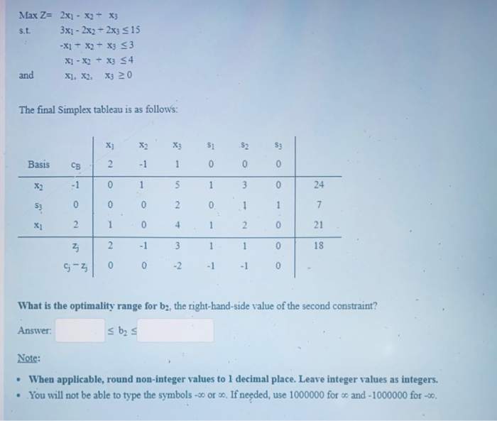 Consider the following LP Problem: Max Z= 2x1 -