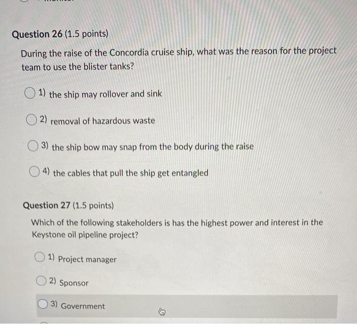 5 Ho Question 4 (1.5 points) The major reason(s)