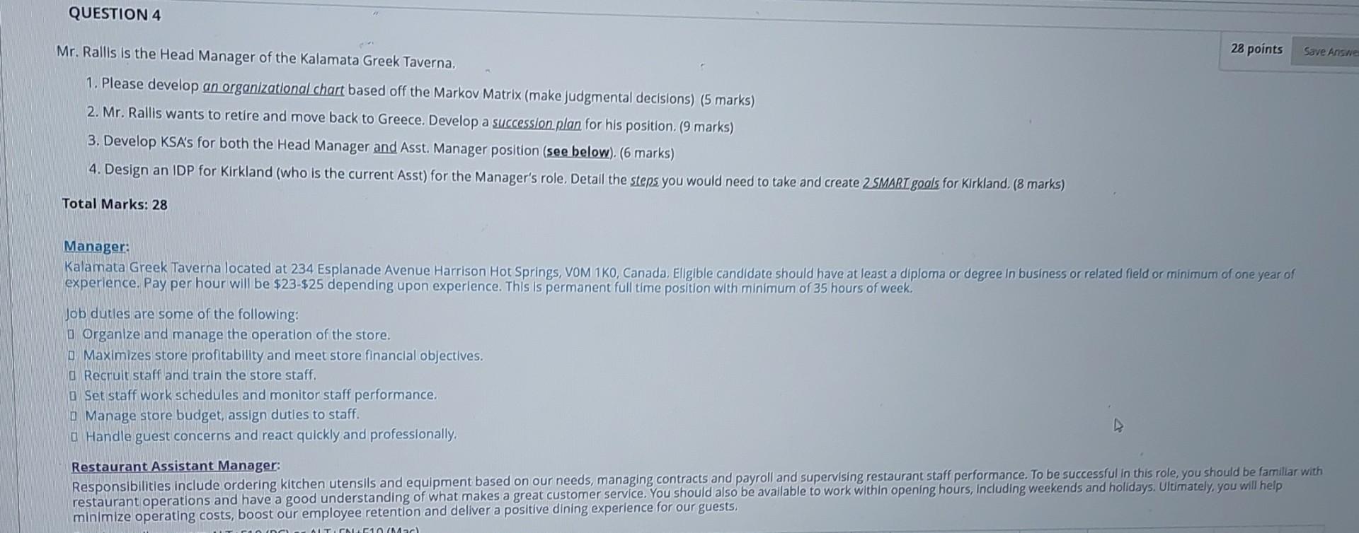 please you answer this now QUESTION 4 28 points