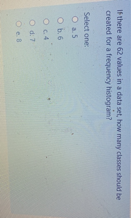 If there are 62 values in a data set, how many