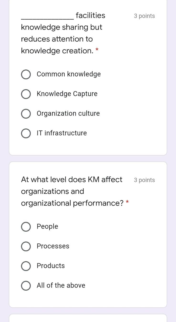 3 points facilities knowledge sharing but reduces