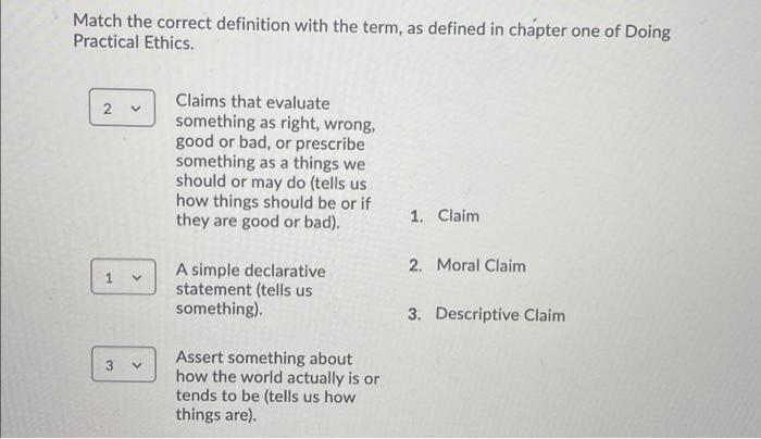 Match the correct definition with the term, as