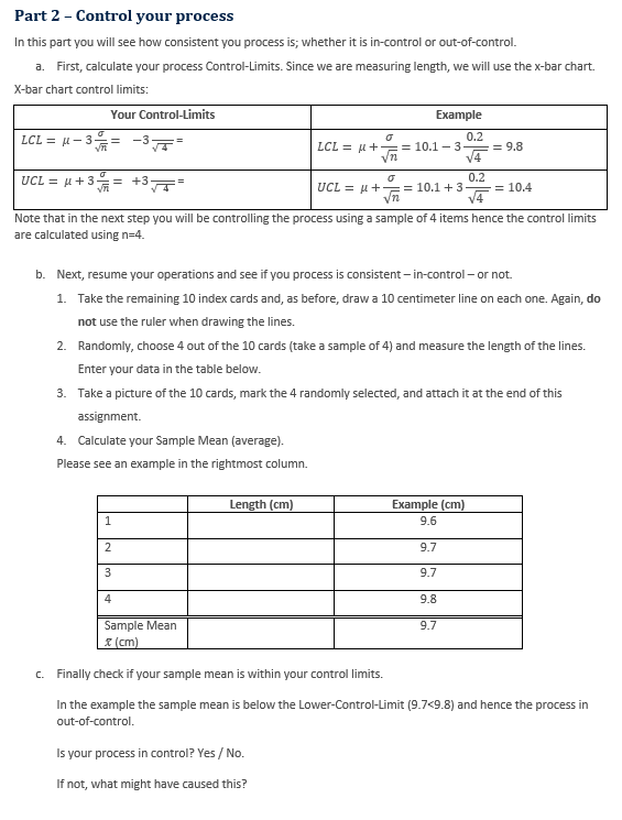 Quality Control and Process Capability This