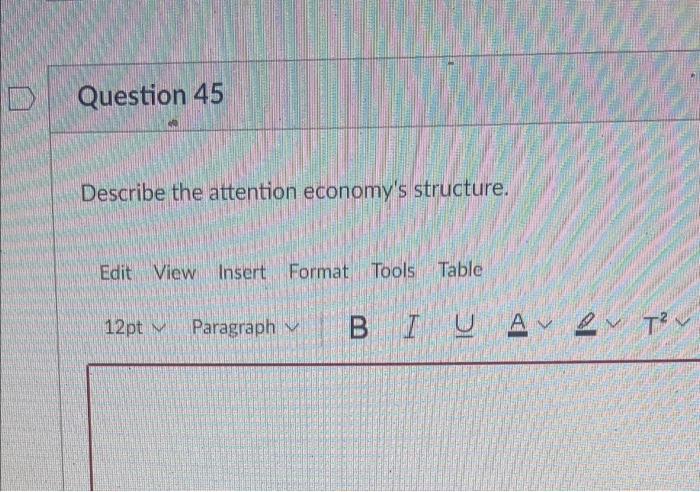 hello please help! thabk you Question 45 Describe