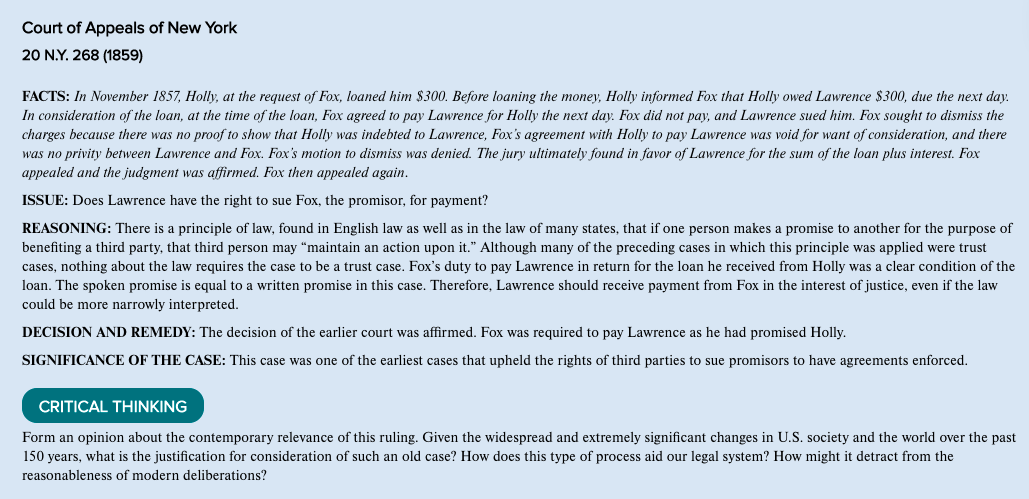 Third Party Beneficiary Please read CASE 13-3: