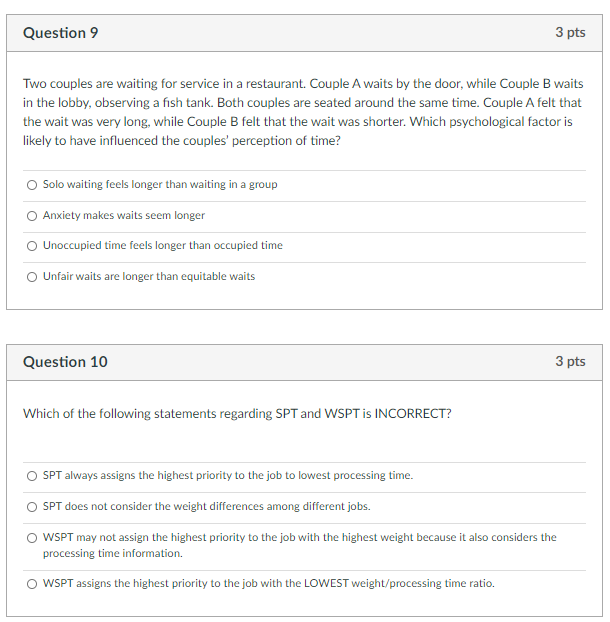 Question 9 3 pts Two couples are waiting for