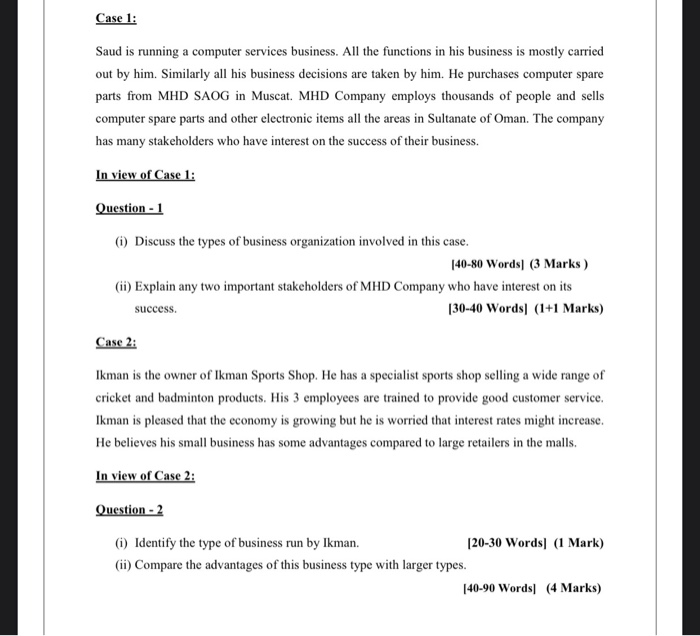 Case 1: Saud is running a computer services