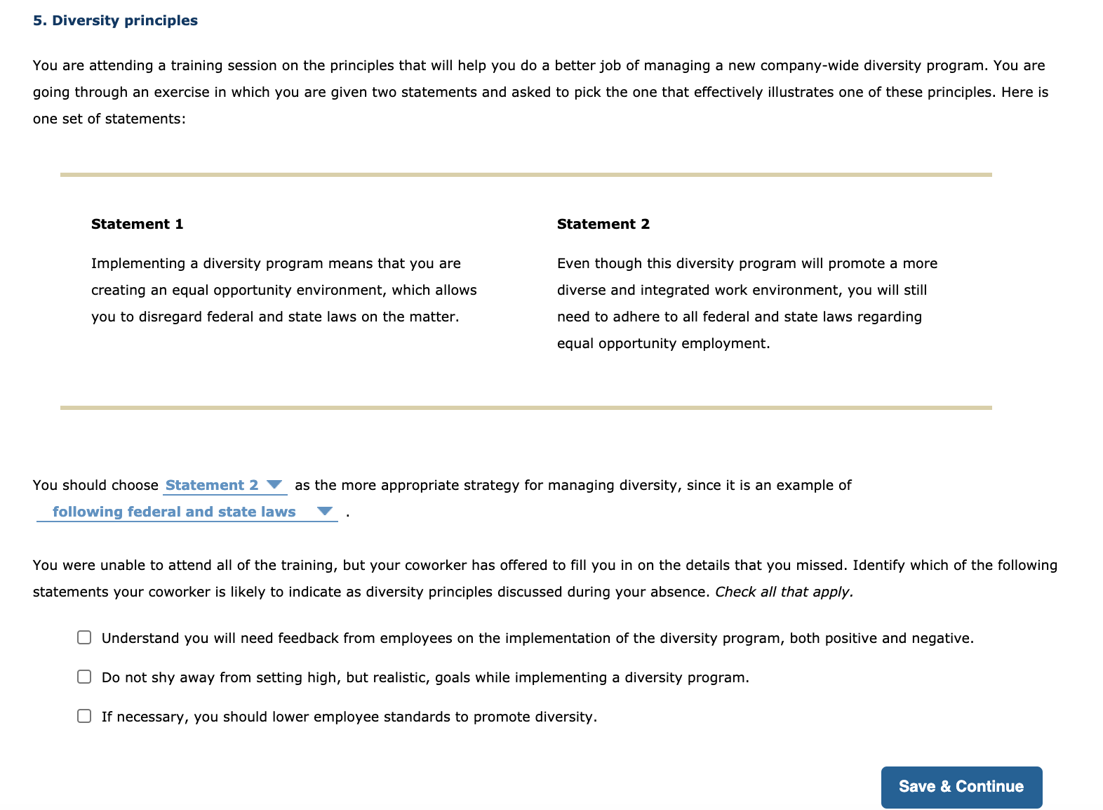 5. Diversity principles You are attending a