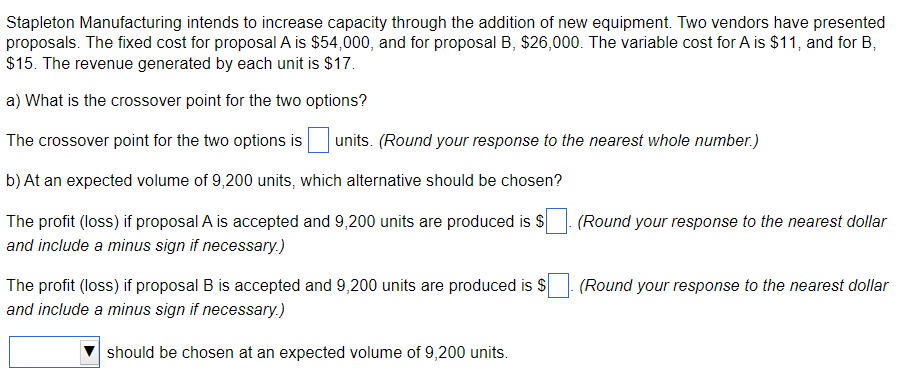 1- Stapleton Manufacturing intends to increase