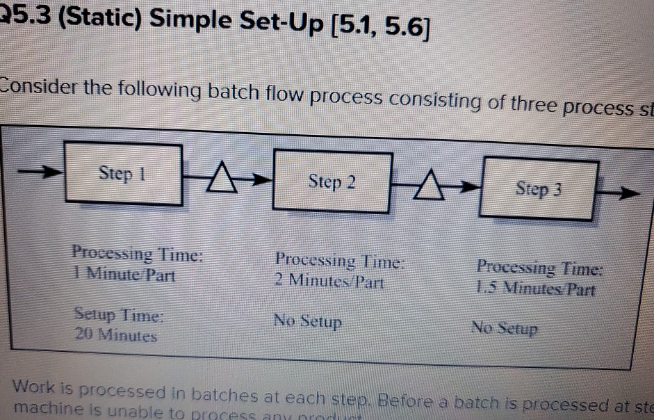 Consider the following batch flow process