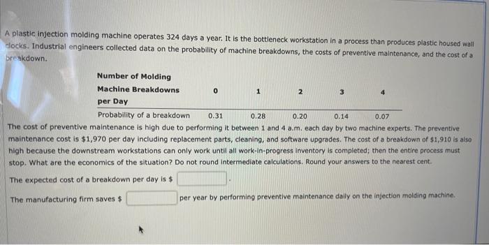 0 3 A plastic injection molding machine operates