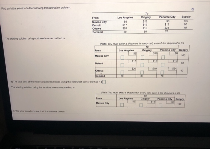 Find an initial solution to the following