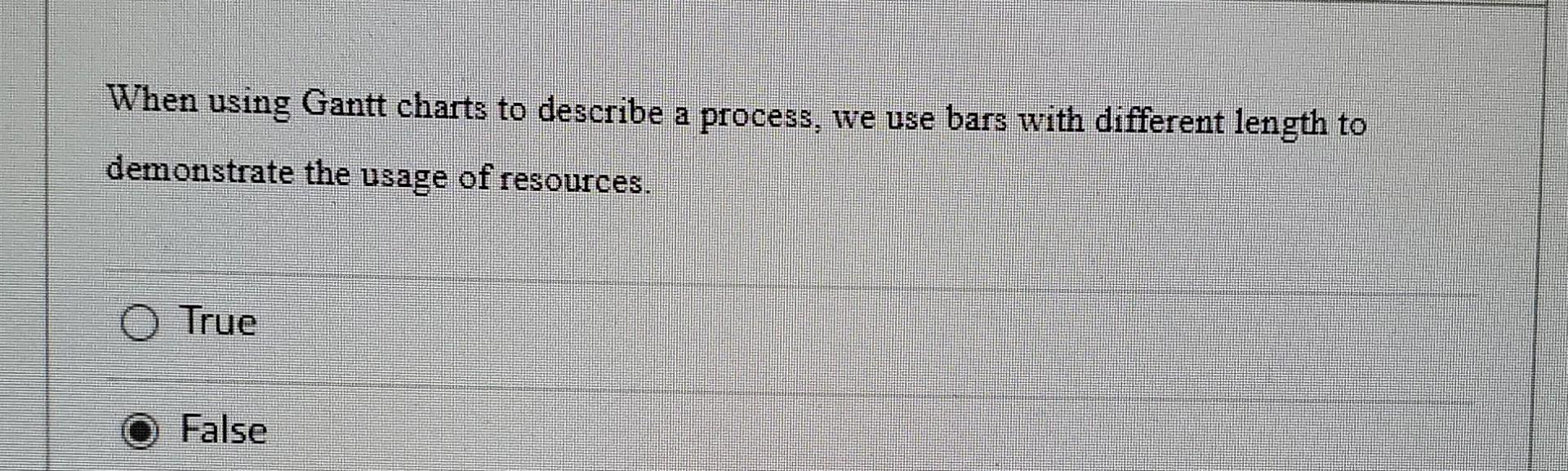 When using Gantt charts to describe a process, we