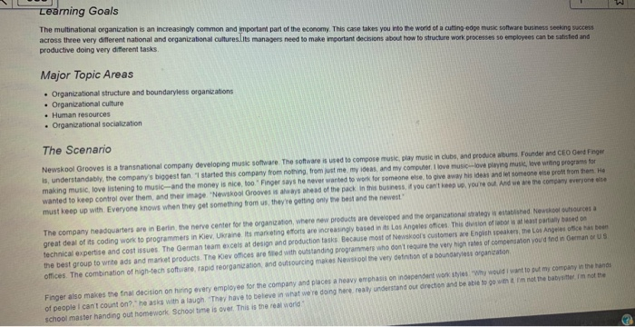 need help case study Learning Goals The