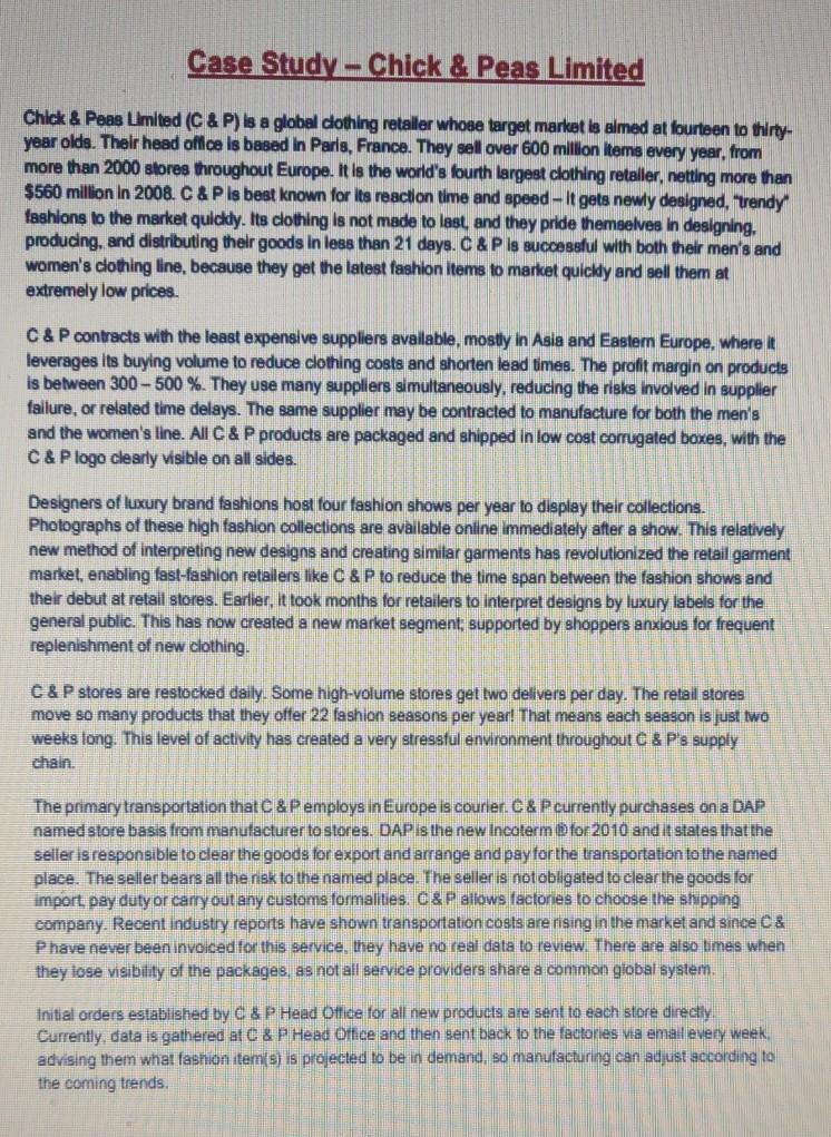 Chick & Peas Limited - Case Study Challenge #1 C