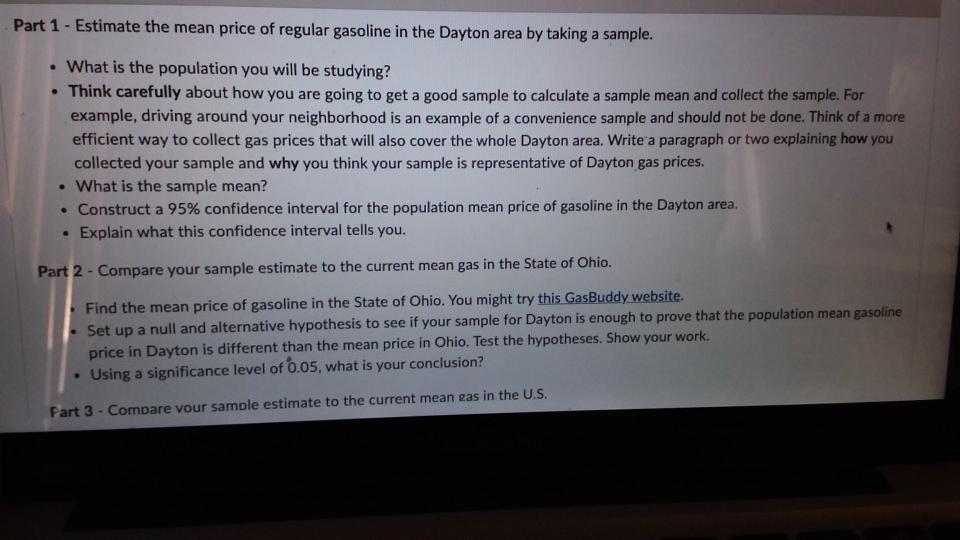 Part 1 - Estimate the mean price of regular