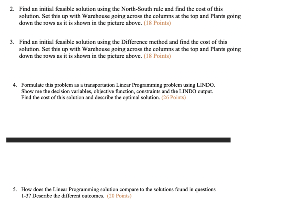 A firm has four manufacturing plants and four