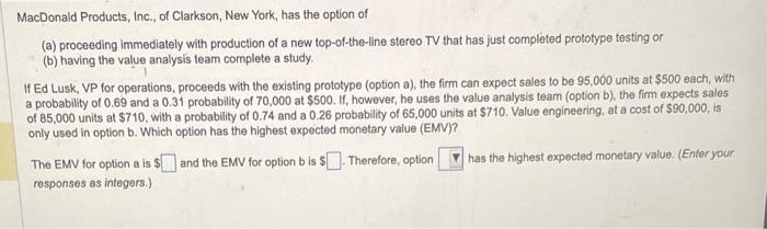 MacDonald Products, Inc., of Clarkson, New York,