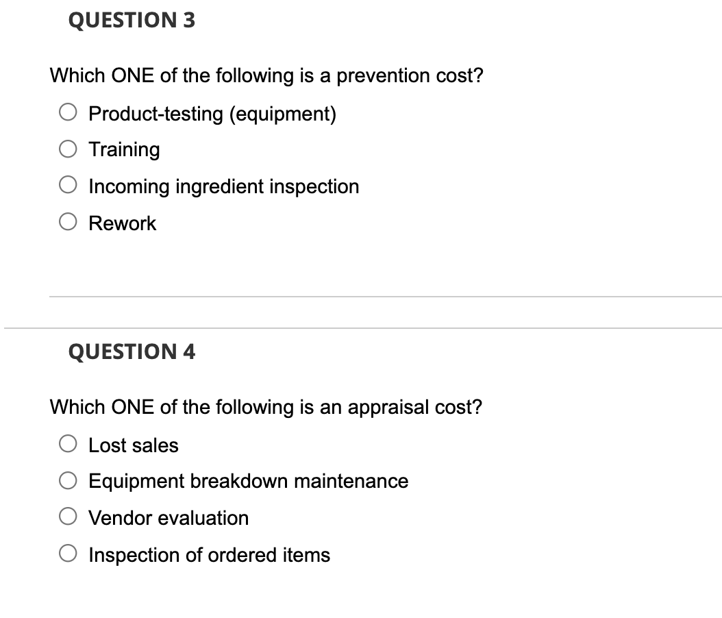 QUESTION 3 Which ONE of the following is a